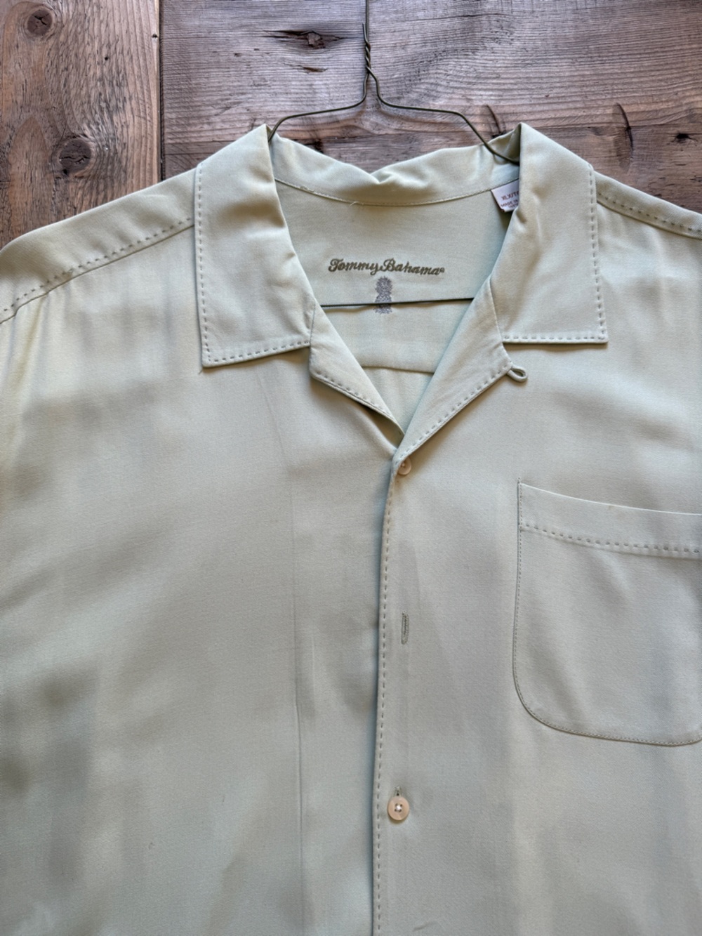 Tommy Bahama Tan Short-Sleeve Shirt with Embroidered Logo